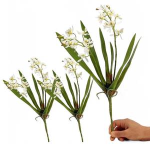 lot 4249 image: Mythlty 3pcs Artificial Cymbidium Orchid Flowers That Look Real, Faux White Orchid Stems for Vases, Silk Flowers Arrangement for Home Office Farmhouse Indoor Tables Centerpieces Decoration (White)