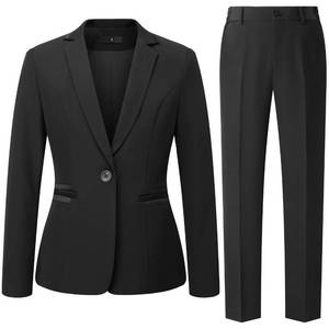 lot 4262 image: Womens 2 Piece Suit One Button Dressy Blazer Pants Suit Set Business Casual Outfits (US, Alpha, X-Large, Regular, Regular, Black)