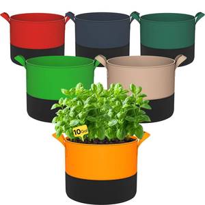 lot 4263 image: RVZHI 10 Gallon Grow Bags 6 Pack 350G Heavy Duty Thickened Colorful Potato Grow Bags with Handles - Felt Nonwoven Garden Fabric Bags Gardening Pots for Vegetable Fruit Flowers Herbs Tomato Growing