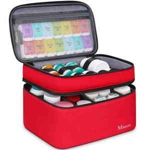 lot 4265 image: Mancro Dual Layers Medicine Organizer Bag, Pill Bottle Organizer Storage with Lockable Zipper, Medication Travel Bag for Pills, Vitamins, Medical Supplies for Home Storage, Travel