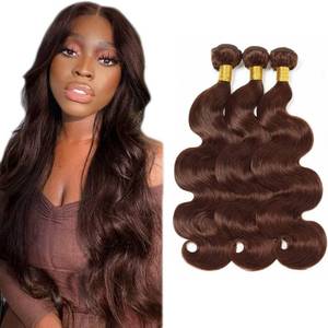 lot 4266 image: Dark Brown Bundles Human Hair #4 Body Wave Bundles Brown Human Hair Bundle 22 24 26 inch Double Weft Color 4 Bundle