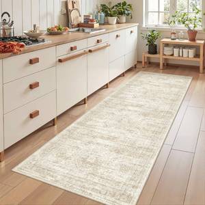 lot 4268 image: Restydon Kitchen Runner Rug Non Slip - 2.5 x 8 Runners for Hallways, Entryway, Bedroom, Washable Runner Rugs for Bathroom, Laundry Room, Low Pile Soft Vintage Area Rug(2.5x8, BeigeIvory)