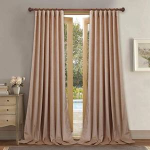 lot 4283 image: StangH Beige Blush Curtains Velvet - Home Decoration Back Tab Design Light Blocking Window Curtains, Sound Lower Privacy Drapes for ClassroomBaby Sleeping, W52 x L96, 2 Pieces