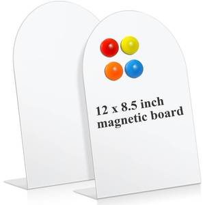 lot 4285 image: Shimeyao 2 Pcs Magnetic Bulletin Board for Tabletops with 8 Magnets Memo Display Easel Stand for Home Office School Kitchen Table Supplies (Arched,White,12 x 8.5 Inch)
