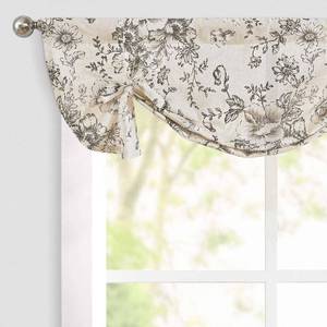 lot 4289 image: jinchan Tie Up Valance Curtain Floral Linen for Windows Farmhouse Valance 36 Inch Peonies Botanical Short Window Treatment Adjustable Length for Kitchen Living Room Light Filtering 1 Panel Black