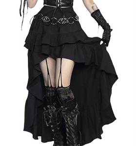 lot 4293 image: Insgoth Gothic Long Maxi Skirt for Women Goth Black High-Waist Asymmetrical Punk
