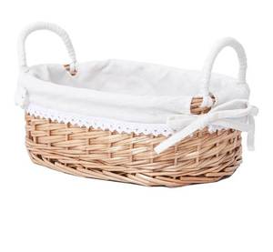 lot 4302 image: Wicker Bread Basket with Removable White Liner