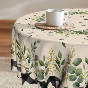 lot 4307 image: Imiss Eucalyptus Leaf Round Tablecloth Spring Botanical Green Leaf Reusable Circle Table Cover 60 Inch Buffalo Plaid Farmhouse Tabletop for Seasonal Party Picnic Dinner Decor