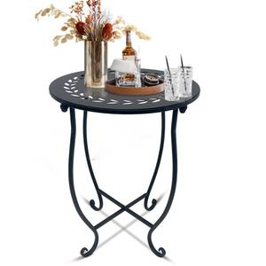 lot 4308 image: Round Side Table, 1 Pack 14 Inch Bedside Table for Living Room, Bedroom, Weather Resistant Black Metal Outdoor Side Table for Patio Balcony Yard Porch Garden, Plant Stand for Indoor Outdoor Use