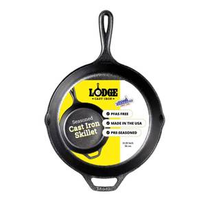 lot 4315 image: Lodge Seasoned Cast Iron Skillet - PFAS-Free, Non-Toxic Cookware - Use with an Oven, Stove, Grill, or Campfire - Naturally Non-Stick & Oven Safe - 10.25 Inches