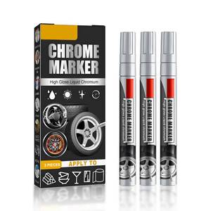 lot 4320 image: Flylin Liquid Chrome Paint Pen, 3 Pcs Mirror Chrome Markers Permanent Metallic Silver Paint Pens Car DIY Paint Marker for Car Repair Scratch Remover