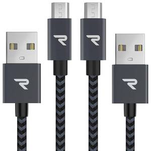 lot 4322 image: RAMPOW Micro USB Cable 2 Pack3.3ft QC 3.0 Fast Charging & Sync Android Charger, Braided Nylon Micro USB Cables for Samsung Galaxy S7S6 and Edge, Note 65, Sony, Kindle, PS4 - Space Gray