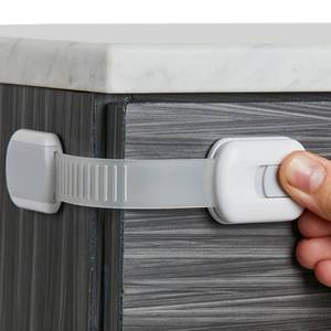 lot 4324 image: Child Safety Strap Locks (8-Pack) Baby Locks for Cabinets and Drawers, Toilet, Fridge & More. 3M Adhesive Pads. Easy Installation. (WhiteGray)