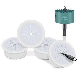 lot 4326 image: 4 Pack TV Cord Hider for Wall Mounted TV 2.36in (60mm) TV Wire Hider Cable Grommet Cable Hole Cover with Hole Saw Drill Attachment - in Wall Cable Management Kit for Office and Home Table Cable