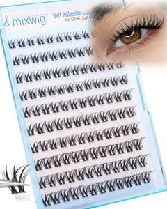lot 4331 image: Self Adhesive Lash Clusters Wispy Eyelash Clusters Self Adhesive Eyelashes Pre Glued Natural Cluster Lashes Wet Look Individual Lashes D Curly 8-14MM Lash Extension Press on Lashes by Lvmixwig