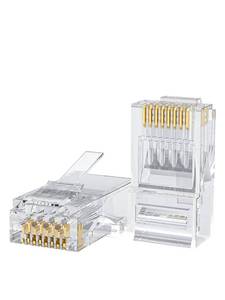 lot 4345 image: CableCreation Cat6 RJ45 Connectors, 100-PACK Cat6 RJ45 Ends, Ethernet Cable Crimp Connectors UTP Network Plug for Solid Wire and Standard Cable, Transparent