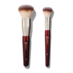 lot 4355 image: BK BEAUTY - LARGE BUFFER & ROUND FOUNDATION (2PC) - Professional Makeup Brush Set for Liquid or Cream Foundations, Powder & Blush  Premium Face Brushes for Flawless Application