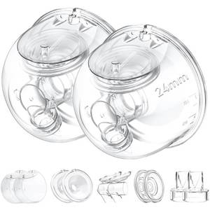 lot 4356 image: Two Full Milk Collector Cup Sets with 24mm Flange Compatible with Momcozy S12 ProS9 Pro Breast Pump, NOT for S9S12, Replacement Pump Parts with Duckbill Valve, Flange, Diaphragm, Linker, Collector