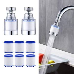 lot 4357 image: 2-Pcs Sink Water Faucet Filter,360 Degree Rotating Faucet Filter Water Filter Purifier for Kitchen,Bathroom Sink,Removes Sediment and Large Impurities,with 6 Filter Cartridges