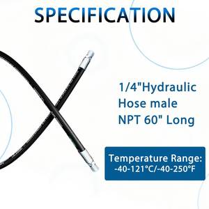 lot 4368 image: Heroson15611-04-04RW Hydraulic Hose Assembly 14 ,Hydraulic Hose with Male NPT X Male NPT,5800PSI��60 Long,Black