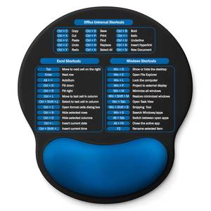 lot 4378 image: Mouse Pad with Wrist Rest - Ergonomic Memory Foam Support, Small Cute Excel Cheat Sheet Mousepad with Windows & Office Shortcuts, Non-Slip PU Base, for Computer Desk Laptop Travel, Black Blue