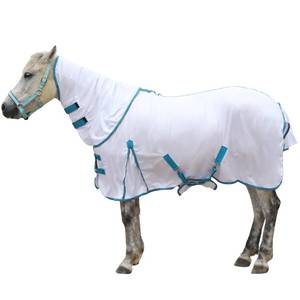 lot 4393 image: Gallopoff Horse Fly Sheet with Detachable Neck Cover & Belly Wrap, Adjustable Fly Sheet for Horses, Ventilated Airflow Mesh Equine Cooling Summer Flysheet White 66