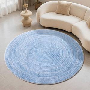 lot 4399 image: Carvapet Faux Jute Round Rug 5ft Blue Jute-Like Pattern Design Washable Low Pile Area Rug with Non-Slip Rubber Backing, Soft Circle Carpet for Living Room Bedroom Nursery Bathroom