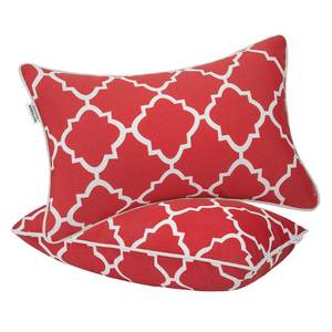lot 4412 image: JMGBird 12�20 Inch Outdoor Lumbar Pillows Pack of 2 Water-Repellent Throw Pillows with Insert Rectangular Decorative Garden Cushion for Home Furniture Patio Coach Sofa (Red)