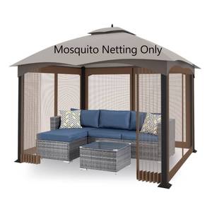 lot 4417 image: Tanxianzhe 10x12 Gazebo Replacement Mosquito Netting 4-Panel Patio Screen Walls with Zipper (Brown)