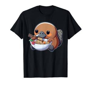 lot 4429 image: Cute Platypus Ramen Anime Kawaii Japanese Eating Noodle Kids T-Shirt Large  pink
