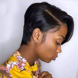 lot 4436 image: Usexy Hair Pixie Cut Lace Front Wigs Human Hair 13X4X1 Lace Front Wigs Human Hair Short Bob Wigs Straight Lace Front Pixie Cut Wigs For Black Women Pre Plucked With Baby Hair (Natural Color)