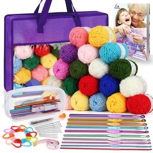 lot 4437 image: Crochet Yarn for Crocheting, Aeelike 1093 Yards Acrylic Yarn for Knitting,Full Crochet Kits for Beginners and Professionals, Aluminum Crochet Hooks, Instruction Book and Purple Storage Bag