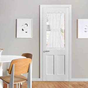 lot 4439 image: NICETOWN Linen French Door Curtain, White Semi-Sheer Door Curtain 40 Inches Long Drape Rod Pocket 1 Panel, Light-Filtering Privacy Window Decor, 1 Tieback Included, 26 Inches Wide