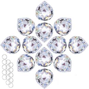 lot 4441 image: HDCRYSTALGIFTS 12pcs Clear Crystal Ball Prism Sun Catchers,30mm Hanging Crystals Prism Feng Shui Lamp Hanging Drop Chandelier Pendants Suncatchers for Wedding Home Decor Party