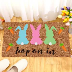 lot 4448 image: Ceenna Easter Bunny Doormat Coir Welcome Door Mat Easter Indoor Outdoor Decor Bunny Entrance Decoration Spring Colorful Non Slip Door Rugs for Front Easy Clean Entryway 29.5 x 17.7 Inch