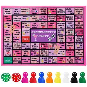 lot 4449 image: Fofeadm Bachelorette Party Drinking Games for Adults, Rubber Mat Drinking Board Game, Funny Party Interactive Drinking Games for Girls Night, Bachelorette Party, Age 21, 2-8 Players