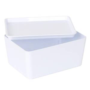 lot 4464 image: YBM HOME Plastic Storage Bin no Lid, White Basket with Handle for Organizing, Multipurpose for Classroom, Drawers, Desktop, Office, Playroom, Shelves, Closets, 2141
