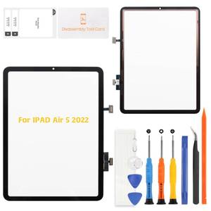 lot 4465 image: A-MIND Touch Screen Digitizer Replacement for iPad Air 5th Generation 2022 10.9 Inch Black Glass Panel Only No LCD Compatible with A2588 A2589 A2591