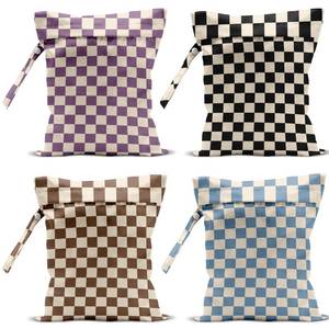 lot 4469 image: VBCVBGFH 4 Pack Cute Wet Bag Waterproof Washable Reusable Wet Dry Bag for Swimsuit Clothes Cloth Diaper Travel Beach Pool Yoga Gym Party Camping Toiletries Travel Beach Essentials, Colorful Checkered