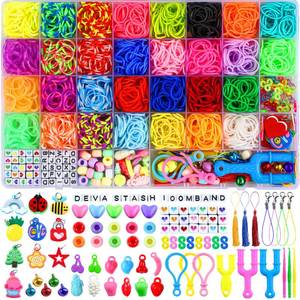 lot 4483 image: 2800 Rubber Band Bracelet Kit, 30 Colours Loom Bracelet Kit - Rubberband Bracelet making kit Includes Clips, Charms, Beads - Rubber Bands for Bracelets, Ideal Gift for Birthday, Halloween, Xmas