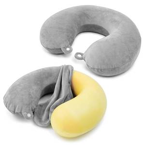 lot 4487 image: Philbinden 2 Packs Travel Neck Pillow Cover, Reusable U Shaped Washable Soft Smooth Airplane Pillow Cover