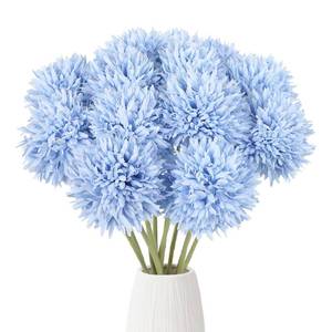 lot 4492 image: IPOPU 12PCS Blue Mums Artificial Flowers 17.3 Silk Fake Chrysanthemums Faux Flowers with Stems for Vase Table Centerpiece Home Wedding Party Garden Decoration(Blue)