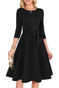 lot 4501 image: RUMIA Black Dresses for Women 34 Sleeve Midi Wedding Guest Dresses Funeral Dress XL