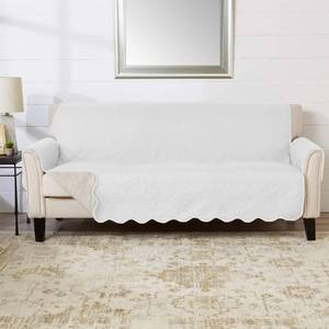 lot 4507 image: Great Bay Home Reversible Sofa Cover - Washable Slipcover Furniture Protector with Elastic Straps - Perfect for Kids & Pets - Quilted & Stitched Detail (WhiteSand)