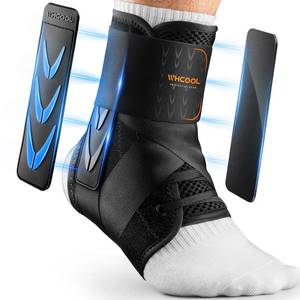 lot 4530 image: WHCOOL Slim-Fit Ankle Brace for Sprained Ankle, Quick Lace Up Ankle Support for Women Men with 2 Auto-Shaped Pads, Air Fabric Cool Ankle Stabilizer for Injury Recover, Running,Sports, M(12-13)