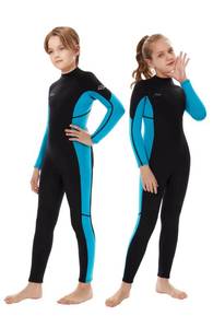 lot 4539 image: Hevto Wetsuits Kids 32mm Neoprene Full Wet Suit Thermal Children Boy Youth Girl for Swimming Water Sports (K01-Blue, 8)