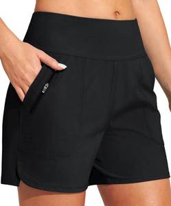 lot 4542 image: Heathyoga 5 Swim Board Shorts Women Strechy High Waisted Bathing Suits Bottoms Quick Dry UPF 50 Beach Shorts with Liner Black medium