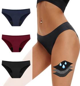 lot 4553 image: HIYATO Period Bikini Underwear For Women, Leak-Proof, Heavy Flow, Seamless High Cut (X-Large, Multicolor01 (3 Pack))