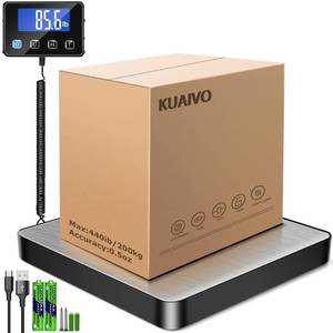 lot 4571 image: KUAIVO Shipping Scale, 440lb0.35oz High Accurate Digital Postal Scale with HoldTare Function, Shipping Scale for Small Business, Packages, Luggage, Home Use, Battery & Charging Cable Include