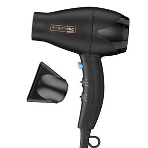 lot 4572 image: INFINITI PRO CONAIR Travel Hair Dryer, 1600W Mighty Mini Compact Blow Dryer with Concentrator Attachment, Lightweight Professional AC Motor for Fast Drying, 3 Heat & 2 Speed Settings, Black